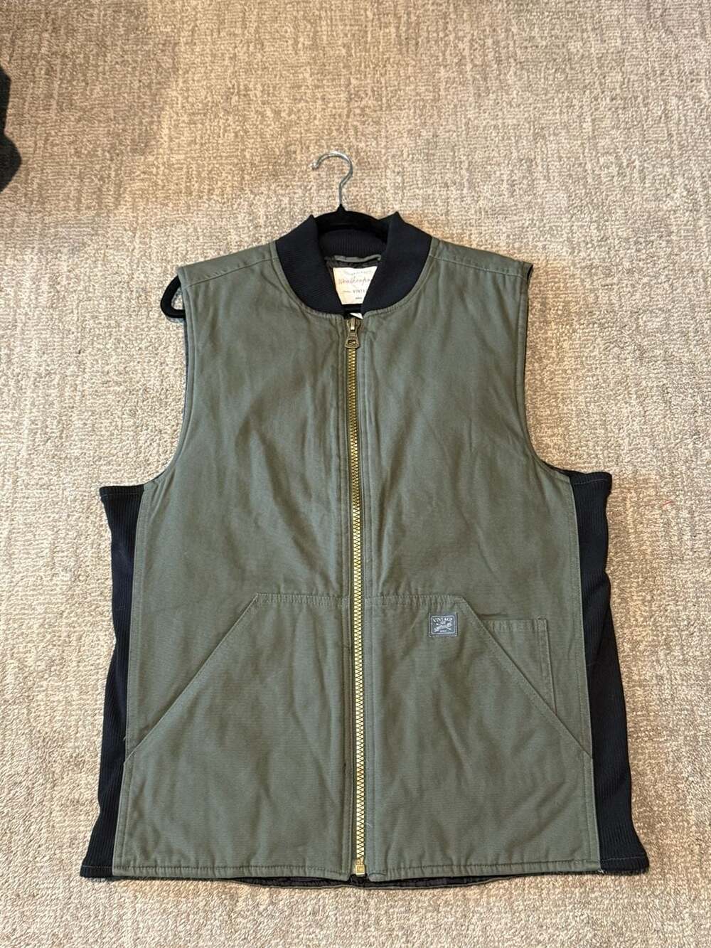 Weatherproof Vintage Men's Canvas Utility Workwear Vest in Olive Size M